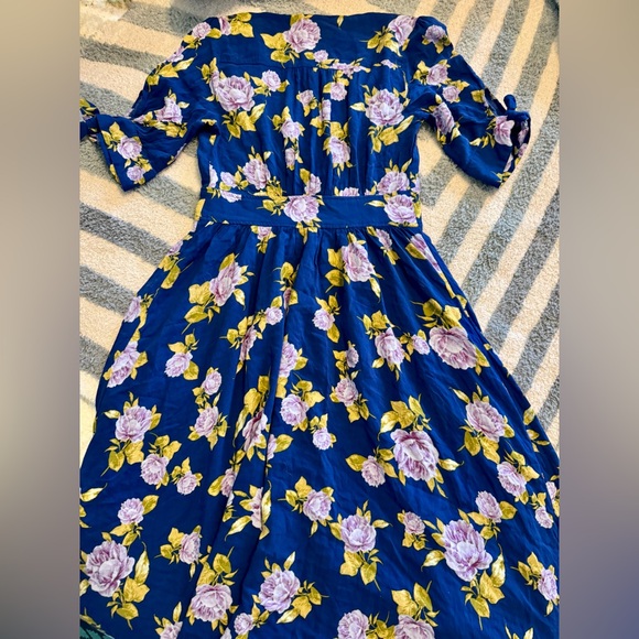 Free People Printed Love of My Life Midi Dress Floral Blue XS Button Front Midi - Picture 7 of 16
